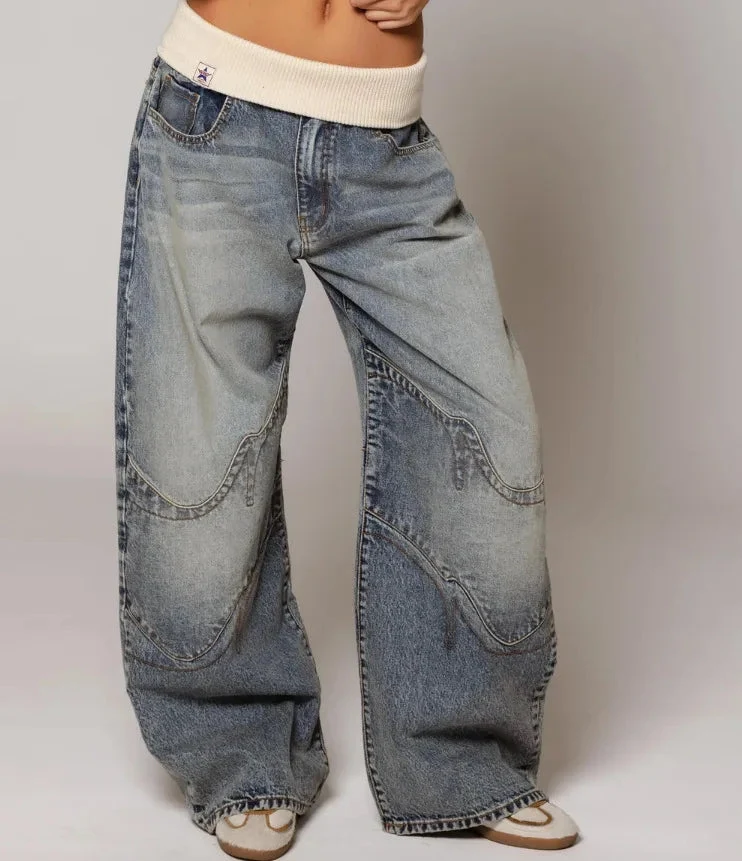 Baggy Jeans Damen | Statement-Nähte & Komfortbund