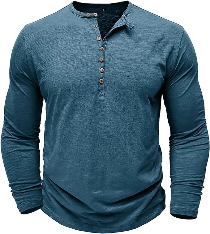 Langarmshirt Herren Henley | Lässiger Look & Atmungsaktiver Komfort