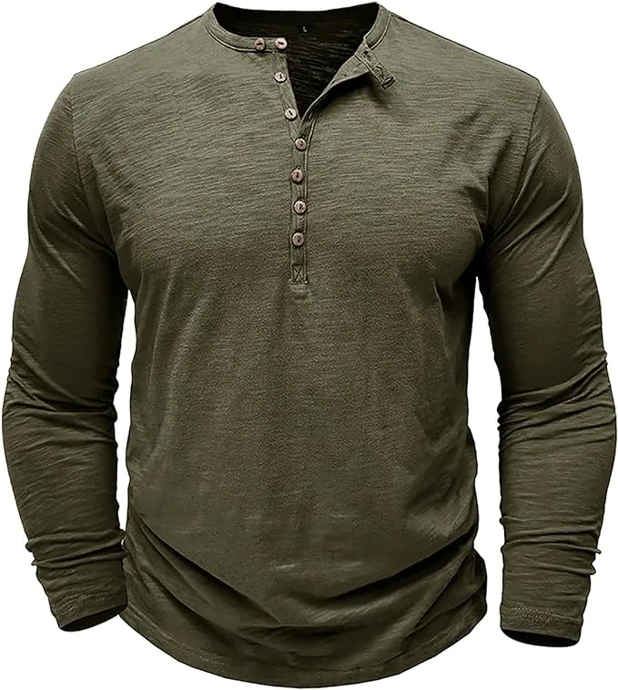 Langarmshirt Herren Henley | Lässiger Look & Atmungsaktiver Komfort