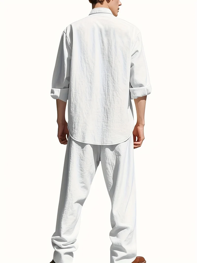 Zweiteiliges Sommeroutfit Herren | Leinenhemd & Hose Set