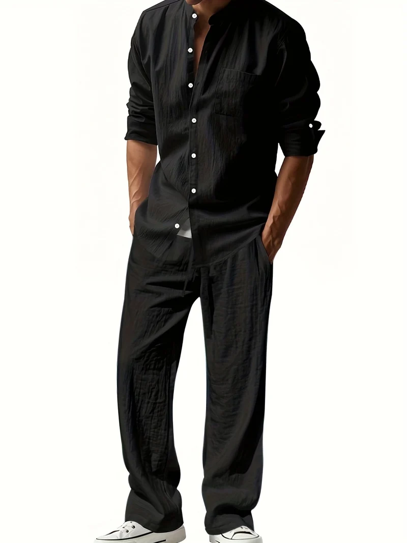 Zweiteiliges Sommeroutfit Herren | Leinenhemd & Hose Set