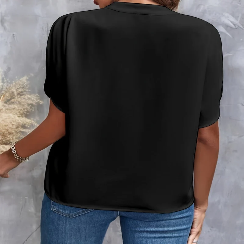 Kurzarm Bluse Damen | Elegant mit V-Ausschnitt & Fledermausärmel