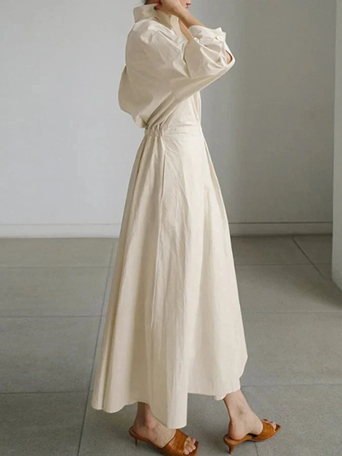 Maxikleid Damen | Elegant mit Plissee & Puffärmeln