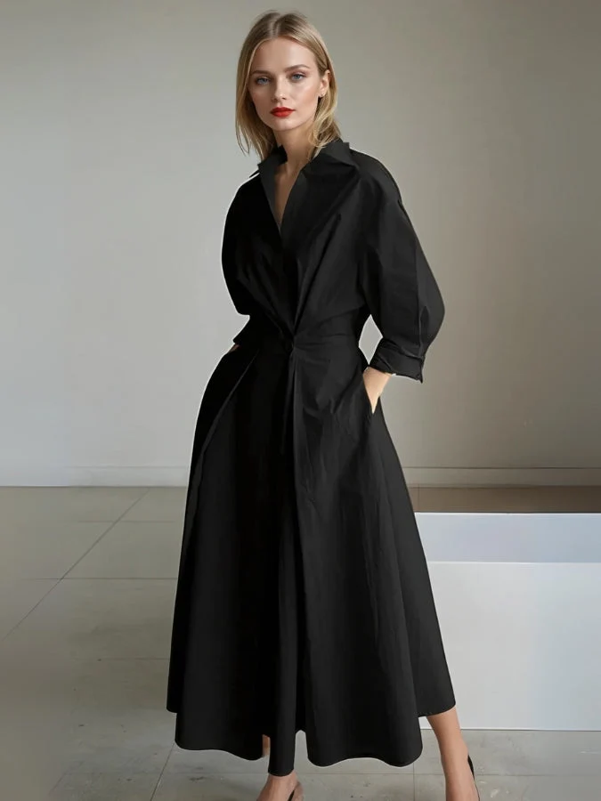 Maxikleid Damen | Elegant mit Plissee & Puffärmeln