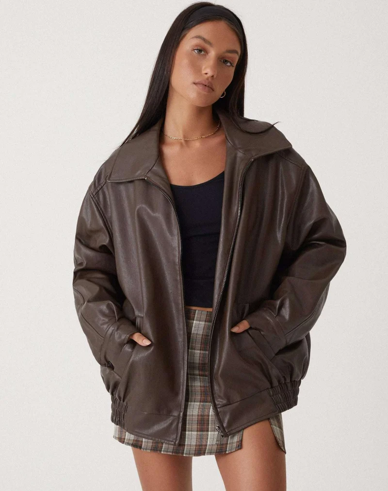 Lederjacke Damen Oversize | Lässiger Schnitt & Bewegungsfreiheit