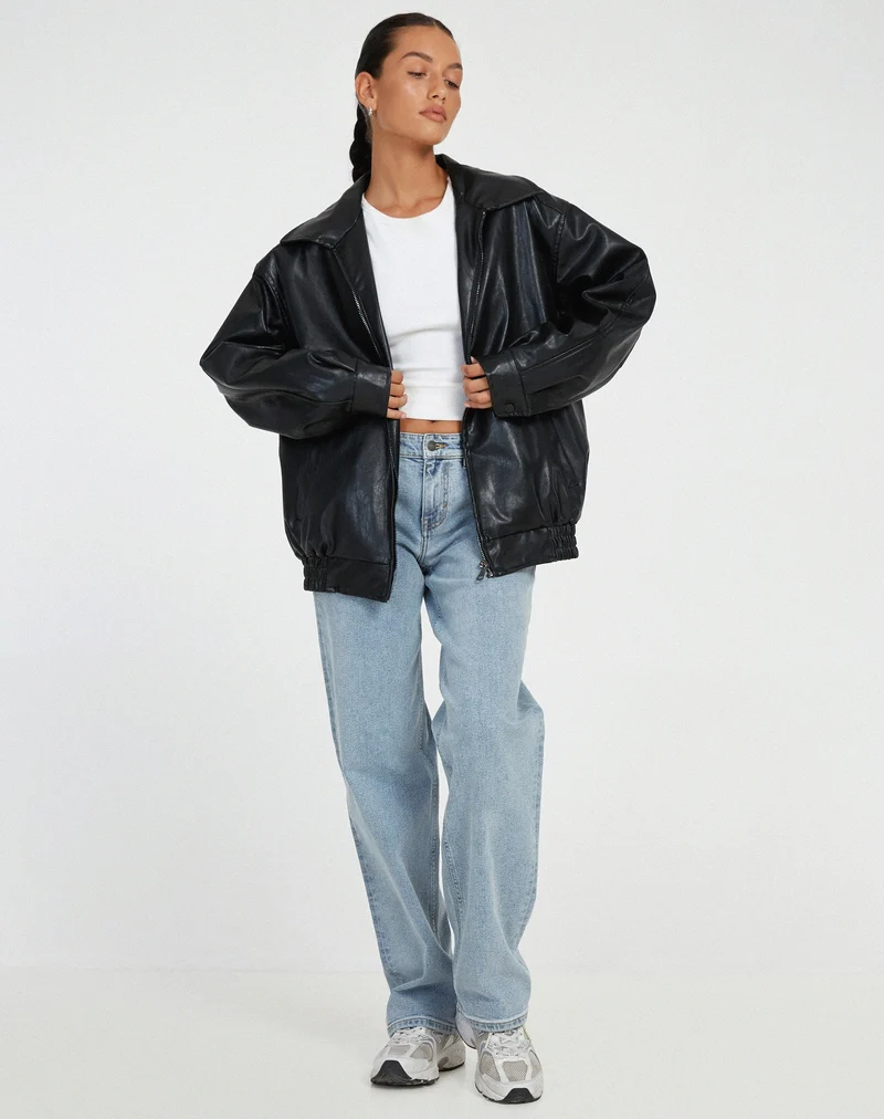Lederjacke Damen Oversize | Lässiger Schnitt & Bewegungsfreiheit