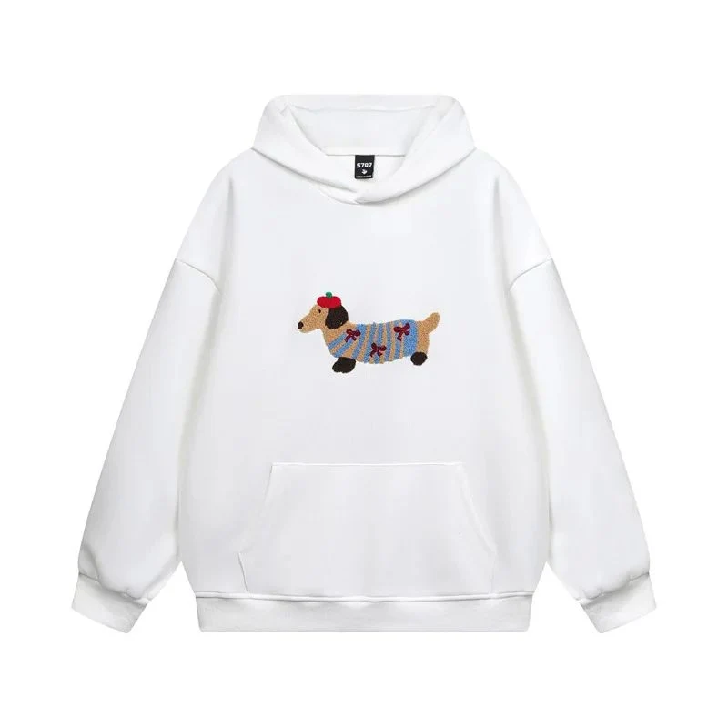 Oversize Hoodie Damen | Dackel-Stickerei & Formstabile Bündchen
