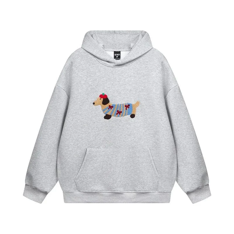 Oversize Hoodie Damen | Dackel-Stickerei & Formstabile Bündchen