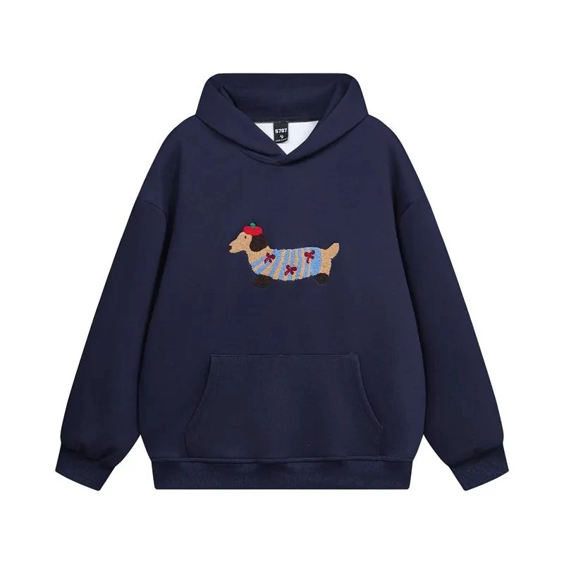 Oversize Hoodie Damen | Dackel-Stickerei & Formstabile Bündchen