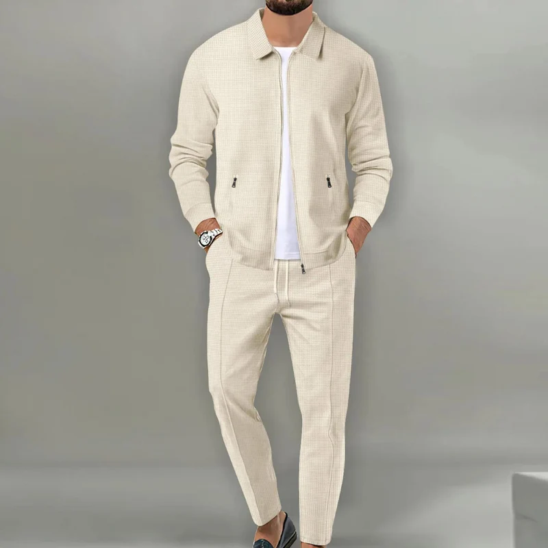 Trainingsanzug Herren | Freizeitanzug Herren | Reißverschluss-Jacke & Kordelzug für klaren Look