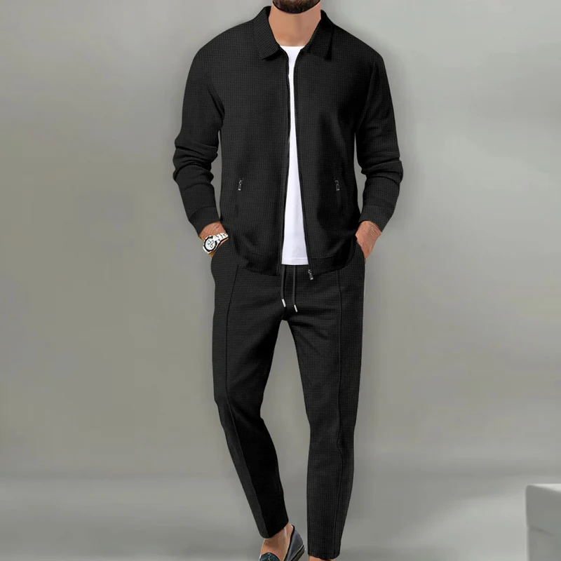 Trainingsanzug Herren | Freizeitanzug Herren | Reißverschluss-Jacke & Kordelzug für klaren Look