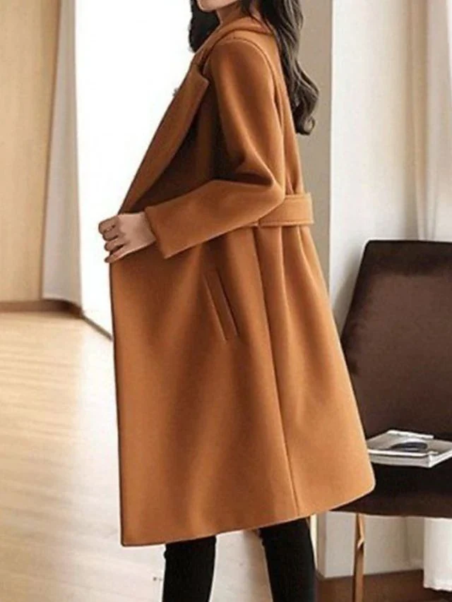 Wintermantel Damen | Lang Mantel Damen | Taillenriegel & Reverskragen für definierte Silhouette
