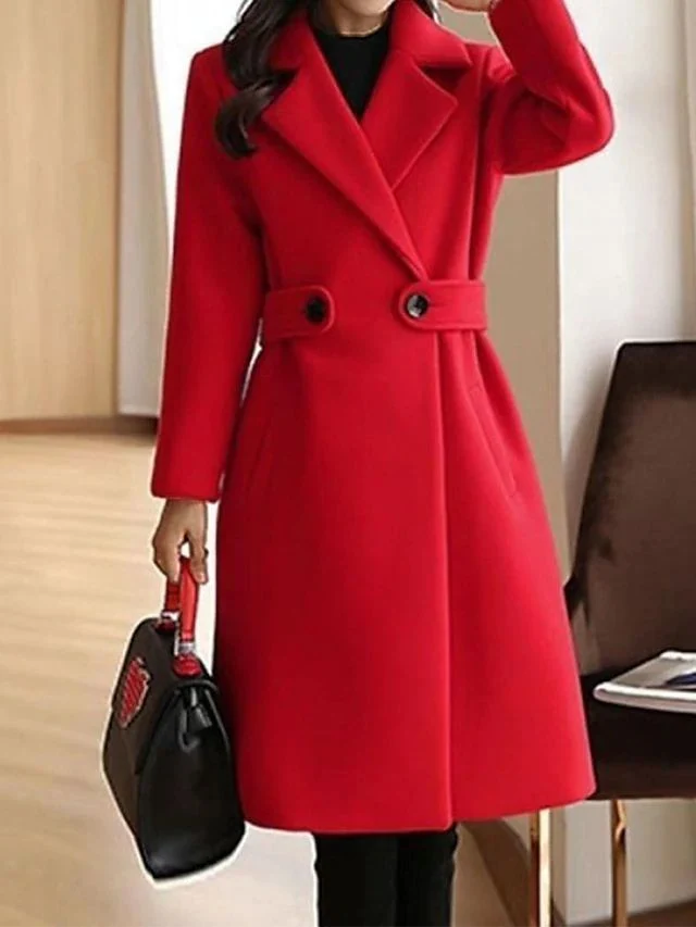 Wintermantel Damen | Lang Mantel Damen | Taillenriegel & Reverskragen für definierte Silhouette
