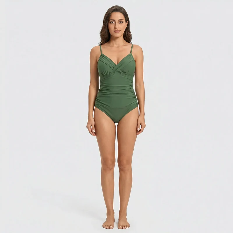 Badeanzug Damen | Raffung in der Taille & Figurformender Sitz