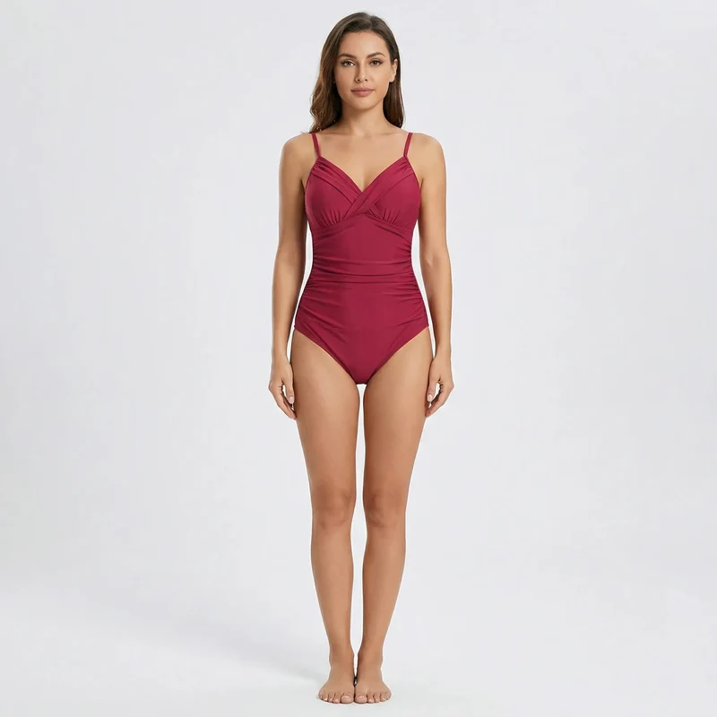 Badeanzug Damen | Raffung in der Taille & Figurformender Sitz