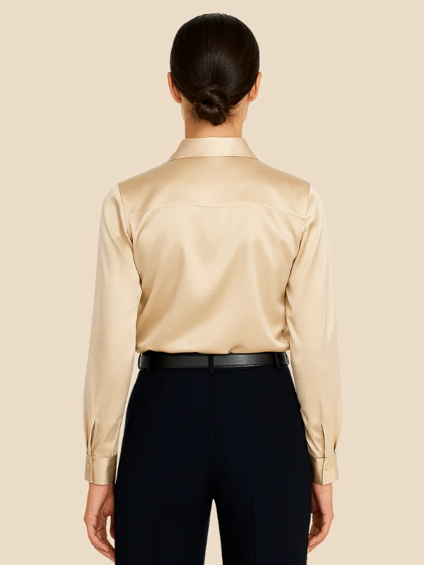 Damenbluse | Klassischer Hemdkragen & eleganter Fall