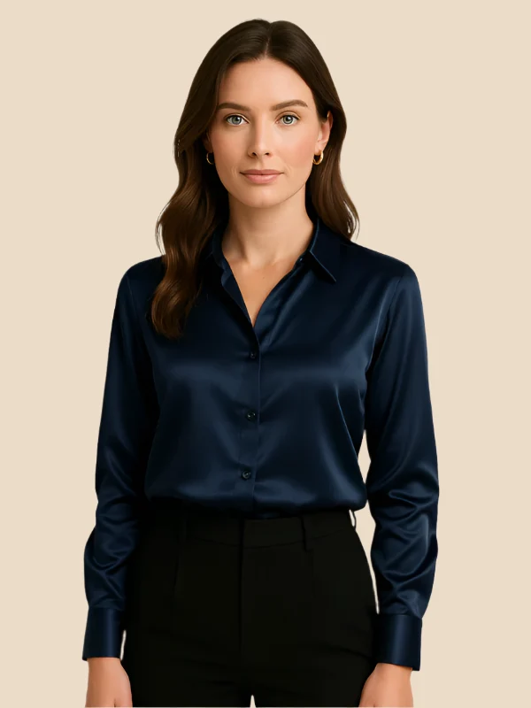 Damenbluse | Klassischer Hemdkragen & eleganter Fall