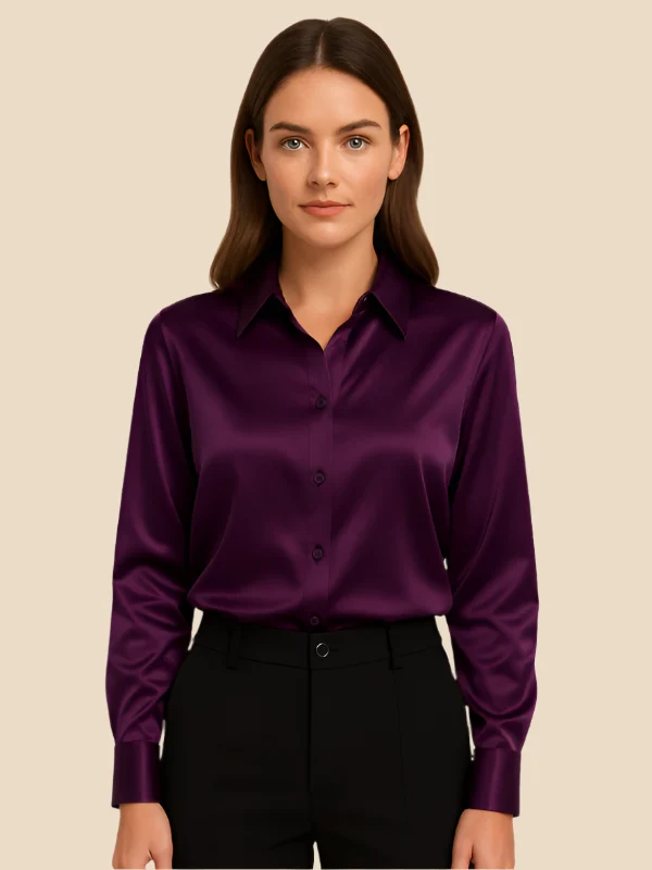 Damenbluse | Klassischer Hemdkragen & eleganter Fall
