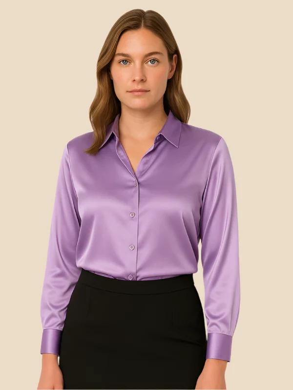 Damenbluse | Klassischer Hemdkragen & eleganter Fall