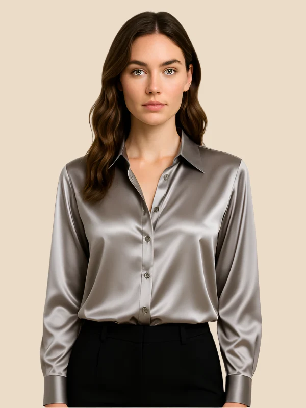 Damenbluse | Klassischer Hemdkragen & eleganter Fall