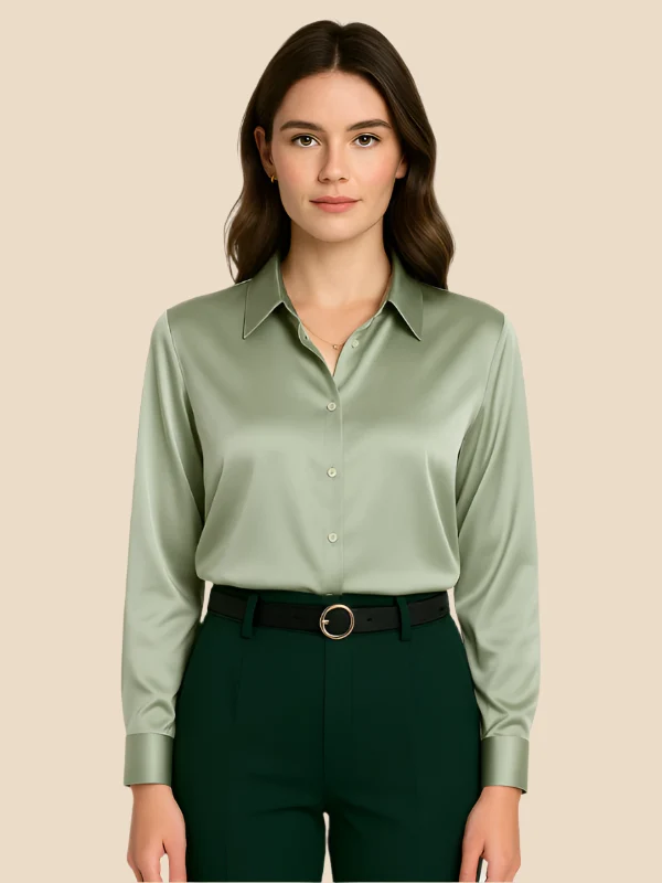 Damenbluse | Klassischer Hemdkragen & eleganter Fall