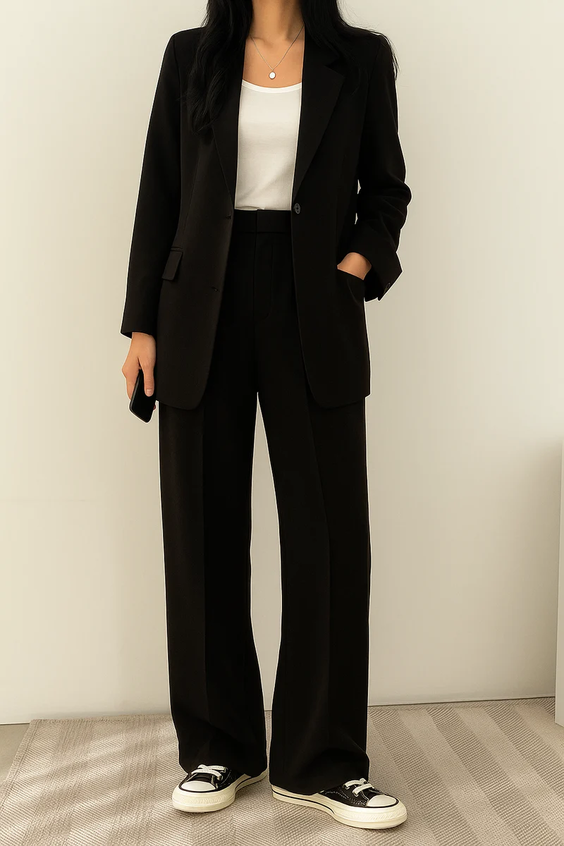 Zweiteiliges Set Damen | Blazer & Wide-Leg-Pants für klare Silhouette