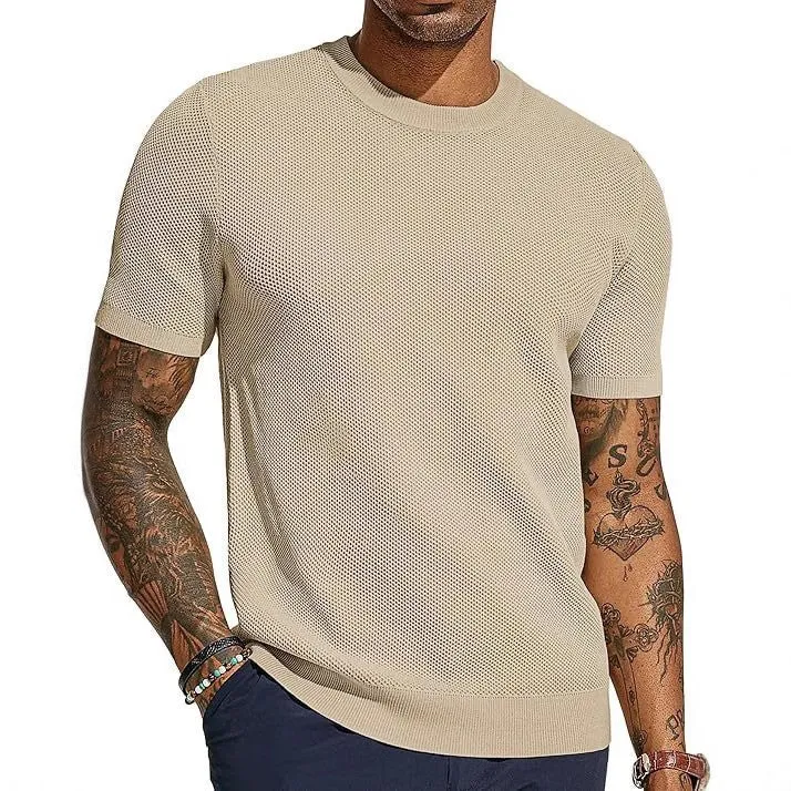 T Shirt Herren | Atmungsaktives Strick-Mesh für Sommer & Style