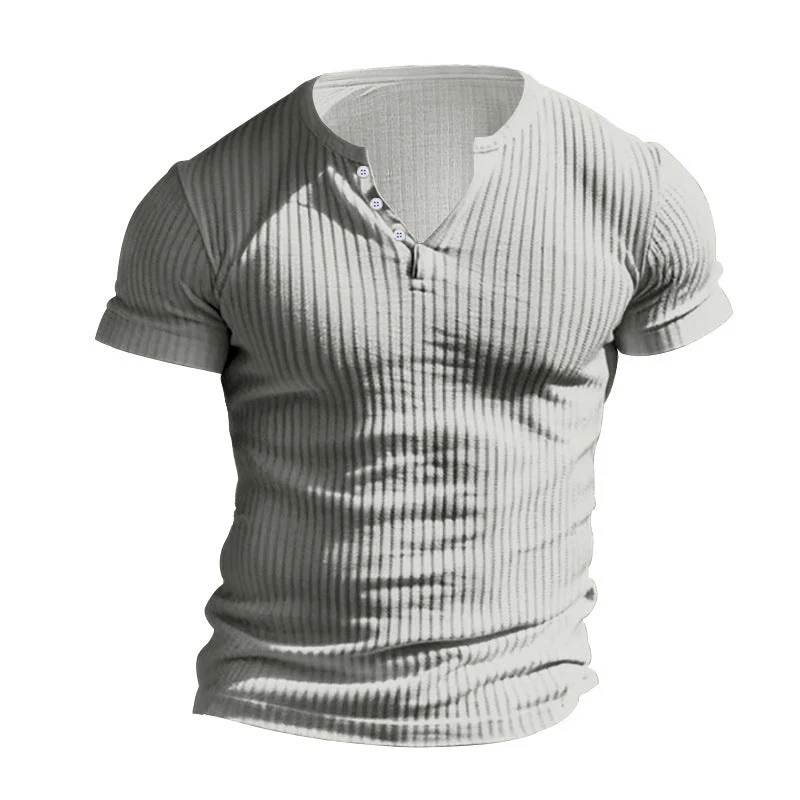 Henley Shirt Herren | Slim-Fit Ripp-Struktur für Sport & Alltag