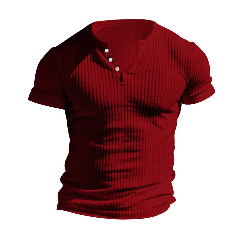 Henley Shirt Herren | Slim-Fit Ripp-Struktur für Sport & Alltag