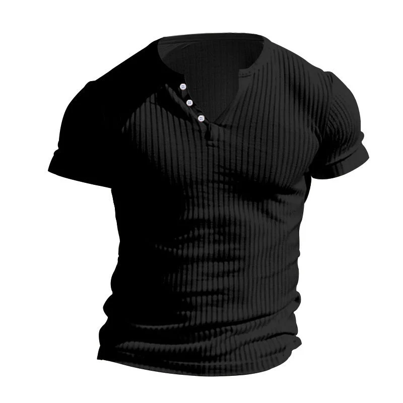 Henley Shirt Herren | Slim-Fit Ripp-Struktur für Sport & Alltag