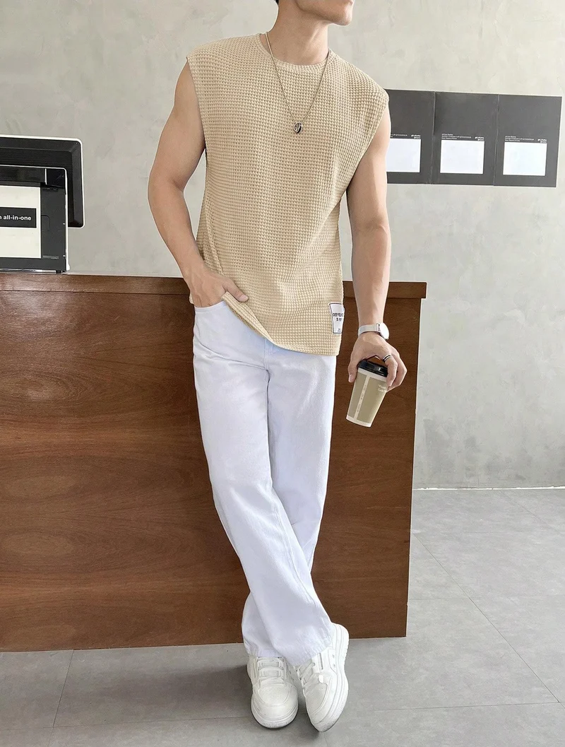 T Shirt Herren | Ärmelloses Struktur-Tanktop für Sommer & Freizeit