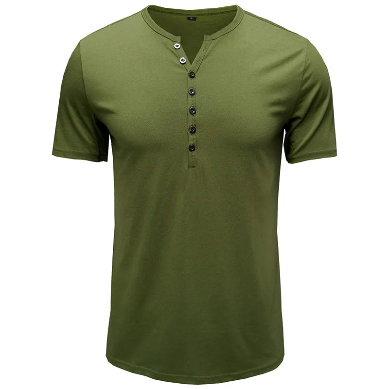 Henley Shirt Herren | Klassisches Kurzarm-Shirt mit Knopfleiste