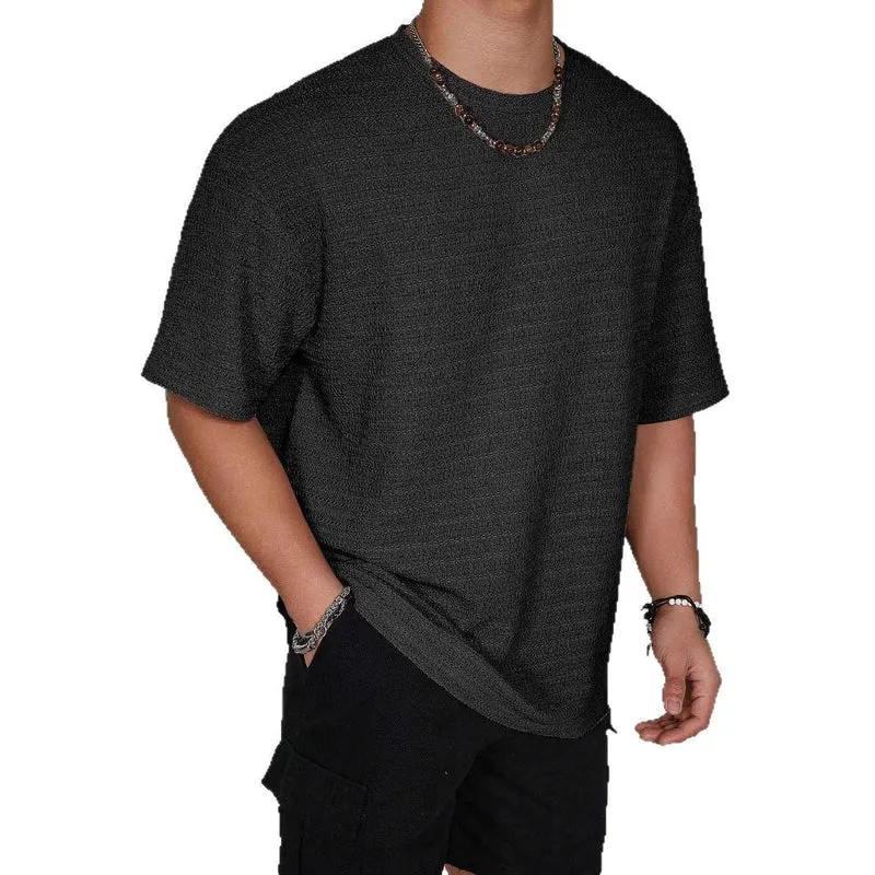 Kurzarm T Shirt Herren | Oversized Struktur-Tee im Streetwear-Stil