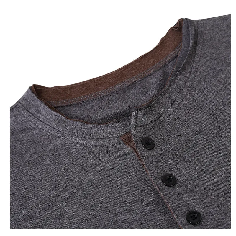 Kurzarm T Shirt Herren | Slim-Fit Henley mit Kontrast-Details