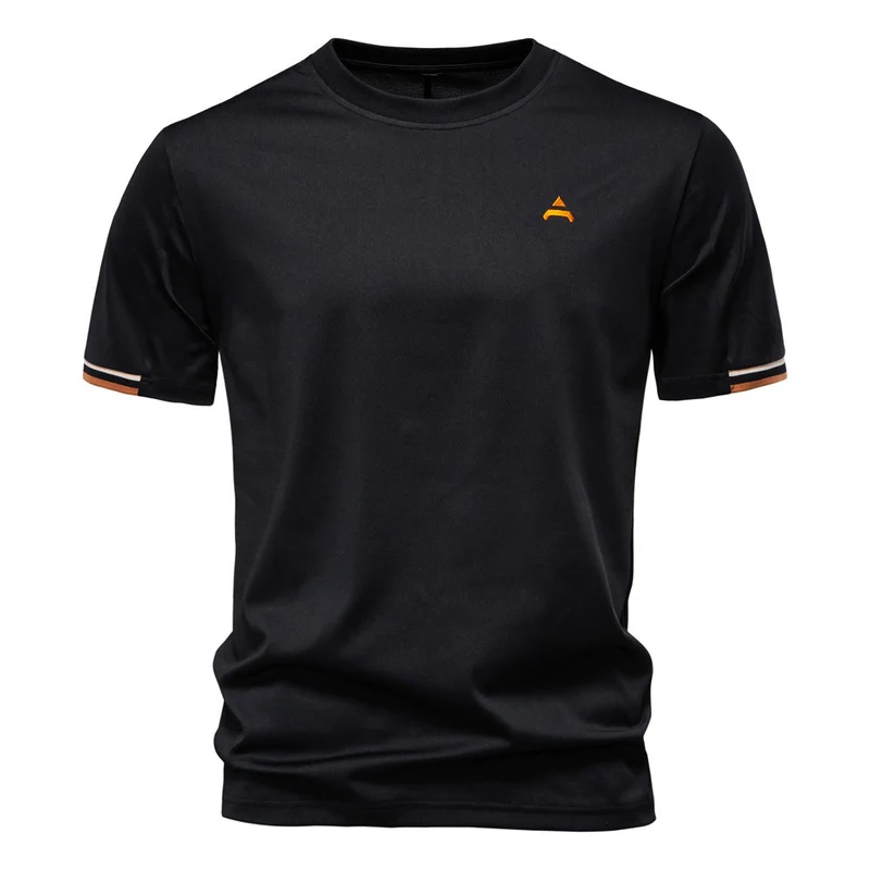 Kurzarm T Shirt Herren | Sportliches Crew-Neck mit Logo-Stickerei
