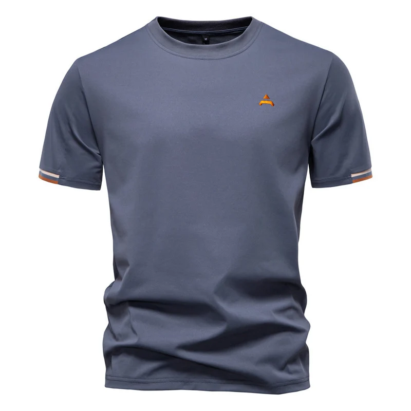 Kurzarm T Shirt Herren | Sportliches Crew-Neck mit Logo-Stickerei