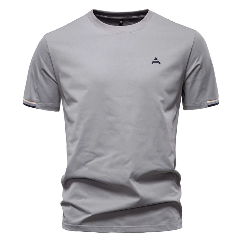 Kurzarm T Shirt Herren | Sportliches Crew-Neck mit Logo-Stickerei