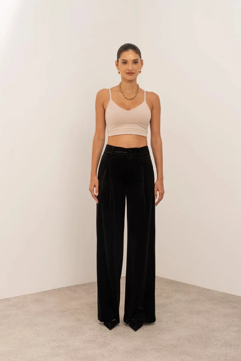 Weite Hose Damen | Samt-Palazzo & Eleganter High-Waist-Schnitt