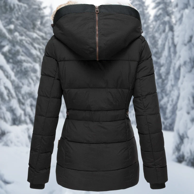 Winterjacke Damen | Steppjacke Damen | Kapuze & Zipper-Taschen für Wetterschutz