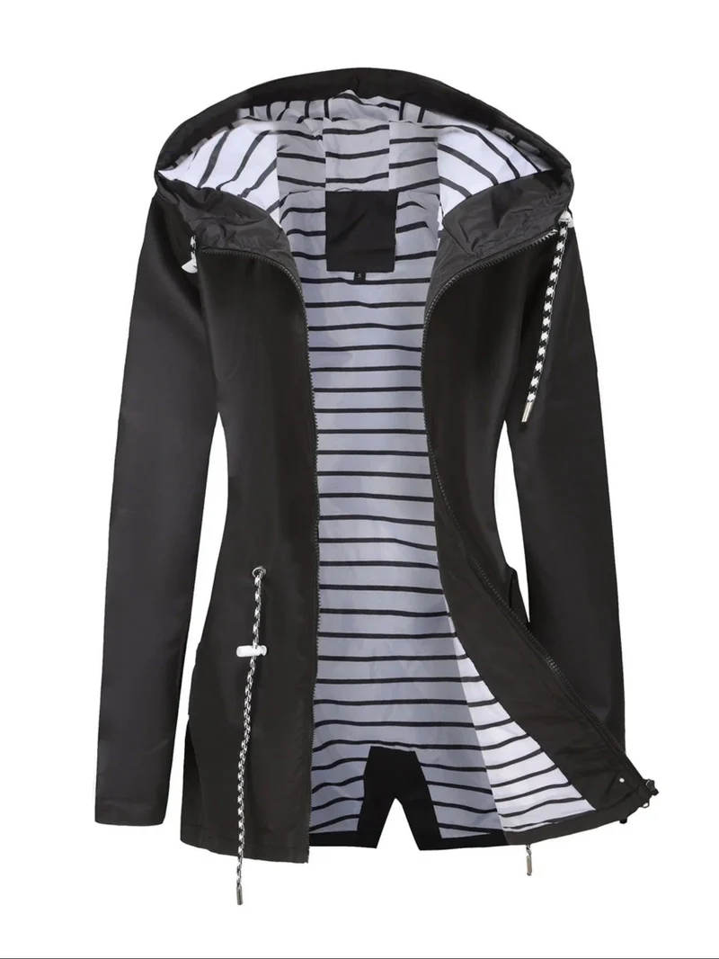 Übergangsjacke Damen | Regenjacke Damen | Kapuze & versetzter Zipper für flexiblen Schutz