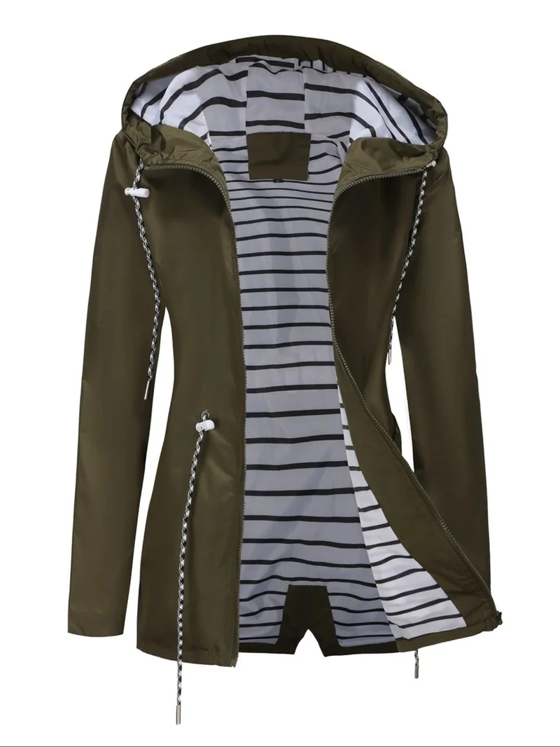 Übergangsjacke Damen | Regenjacke Damen | Kapuze & versetzter Zipper für flexiblen Schutz