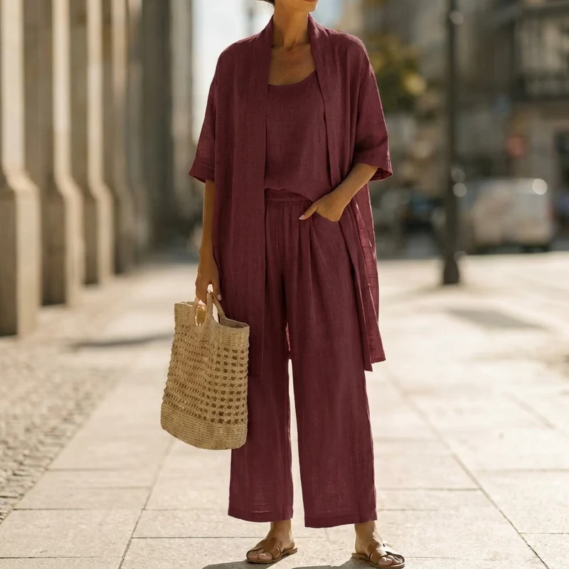 Elisa | Stilvolles Dreiteiliges Set Damen Chic