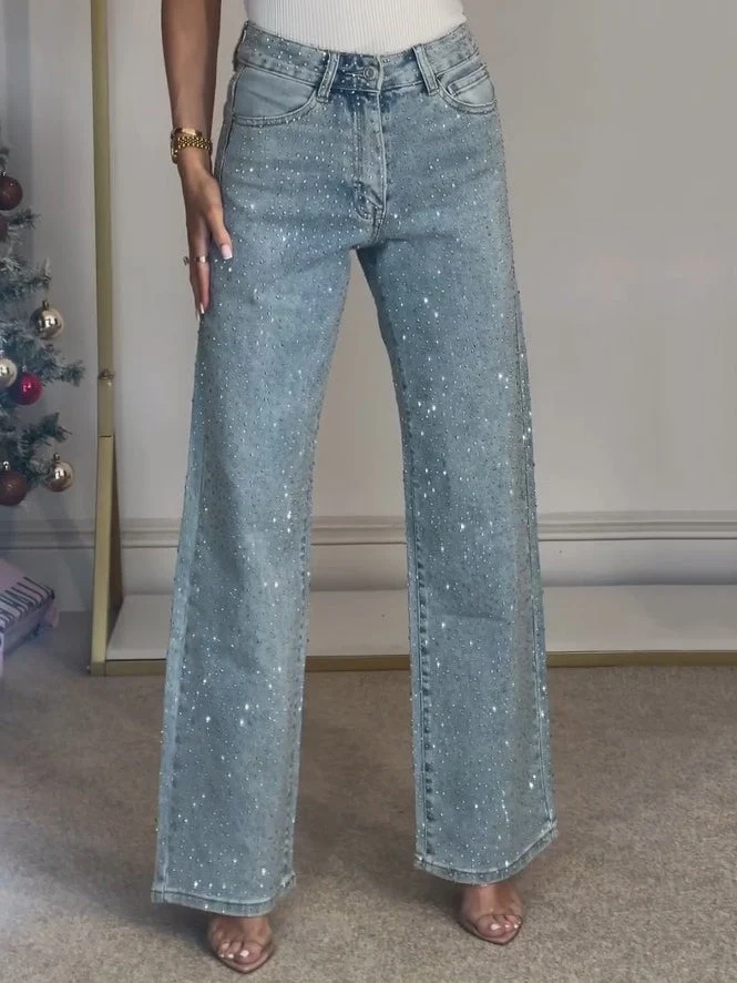 Damenjeans Denim | Glitzer-Details & figurstreckender Schlag