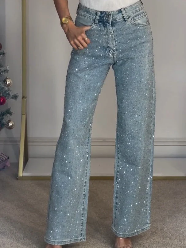 Damenjeans Denim | Glitzer-Details & figurstreckender Schlag