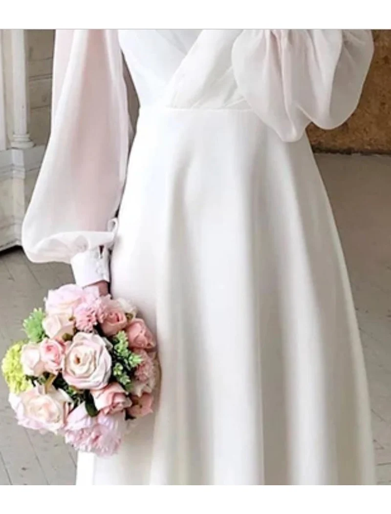 Midikleid Damen | Puffärmel & Wickeloptik