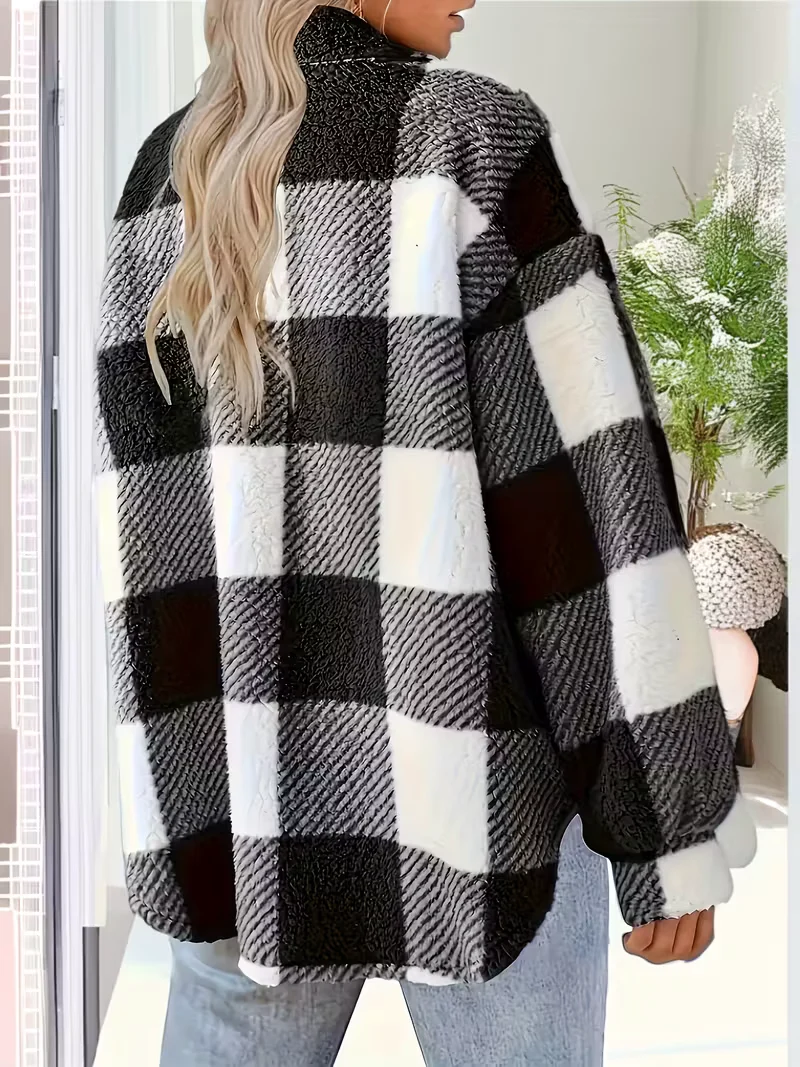 Elisa | Kuschelige Karo Fleecejacke Damen Stil