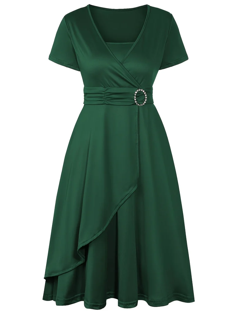 Nora | V-Ausschnitt Midikleid Asymmetrischer Saum