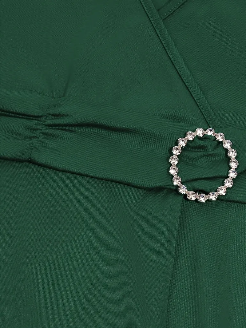 Nora | V-Ausschnitt Midikleid Asymmetrischer Saum