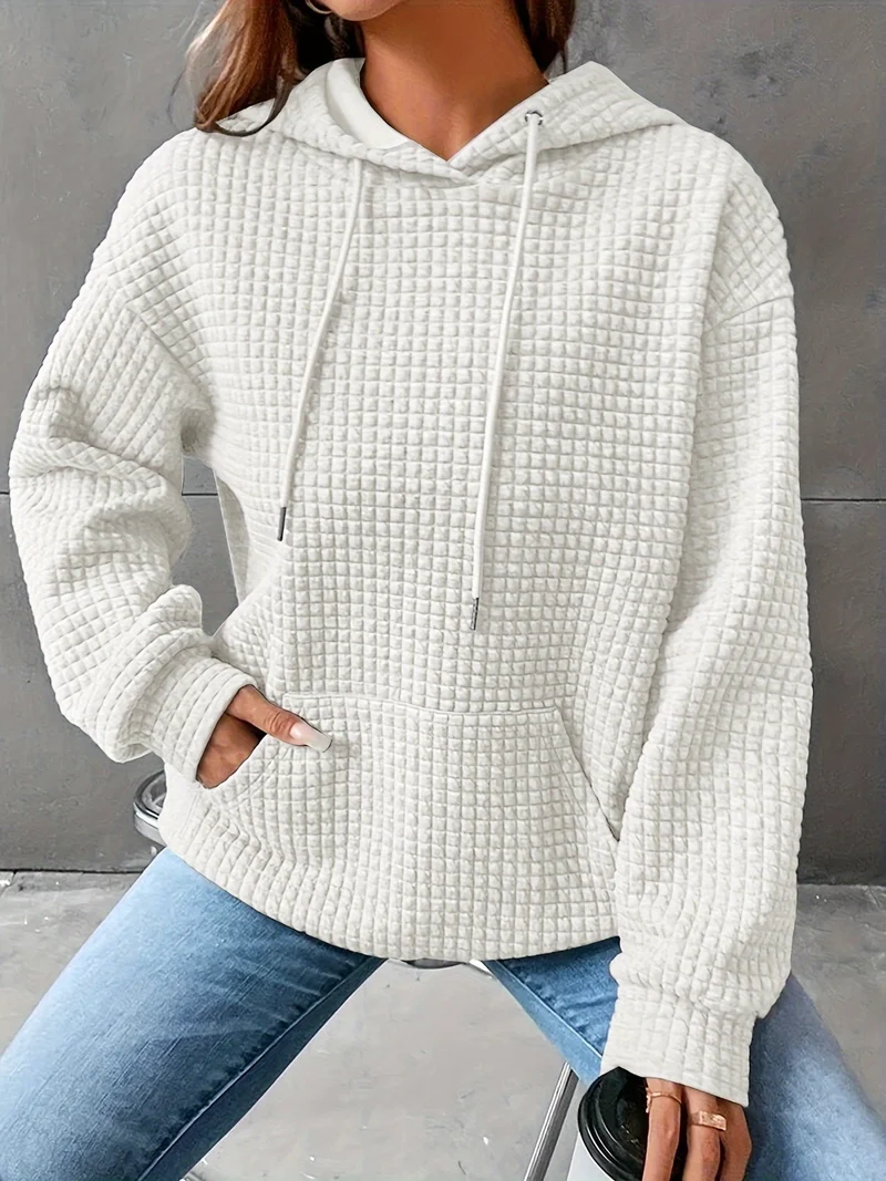 Mila | Waffelstrick Kapuzenpullover Damen