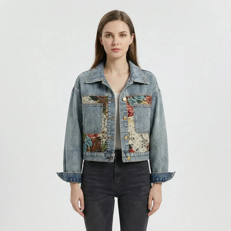 Denim Jacke Damen | Gekürzter Schnitt & Statement-Druck